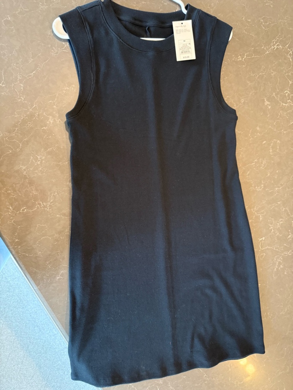 NWT - Sleeveless Black Ribbed Knit Tank Dress